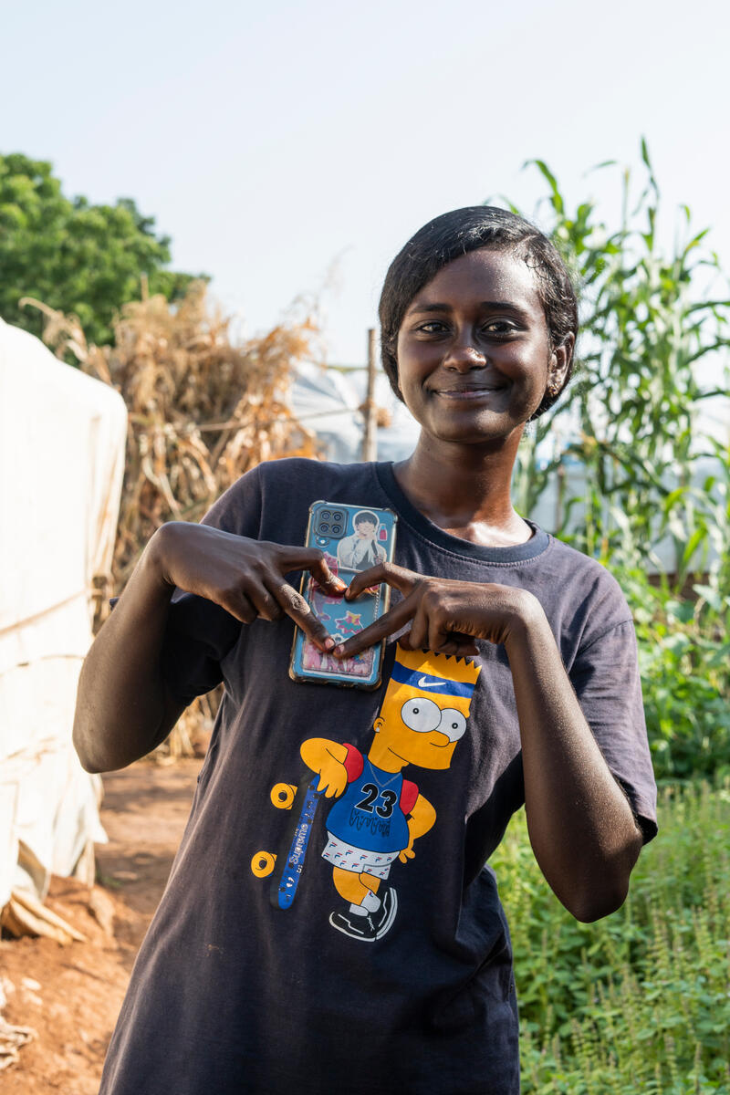 Sudan. Student uprooted by conflict in Khartoum shelters at refugee camp