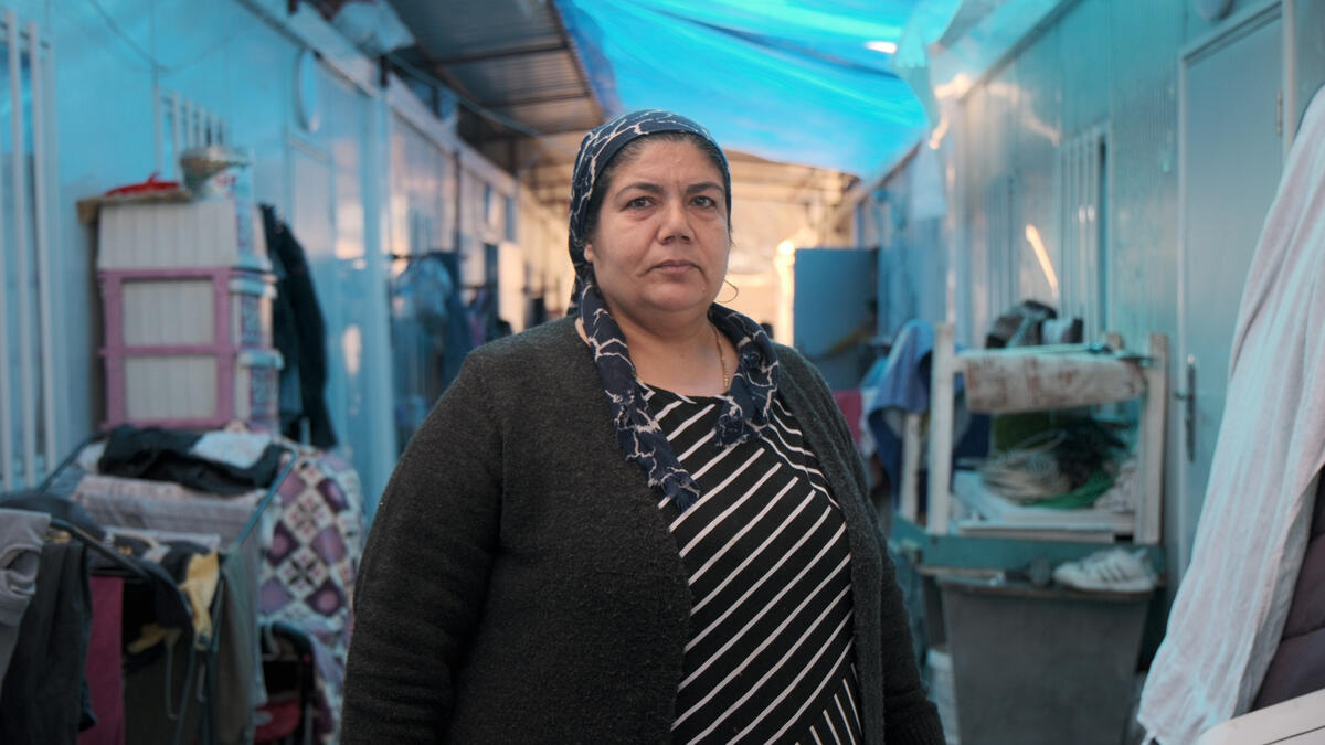 Turkiye. Syrian refugee and earthquake survivor Jamile Mohammed Ali found shelter in the container city in Kahramanmaraş.