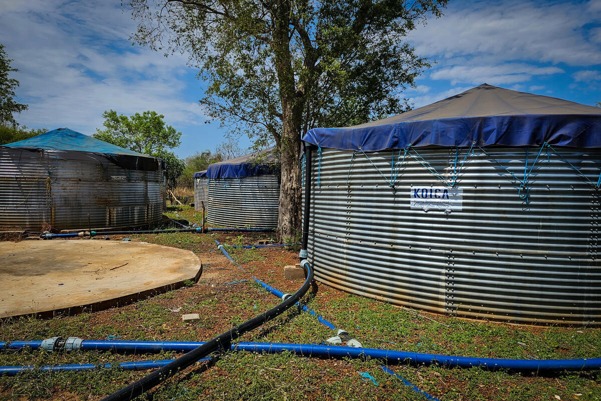 South Sudan. Solar-powered water points provide safe, reliable water for refugees and host community in Maban, South Sudan