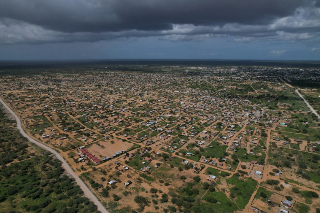 Aerial view of the informal settlement El Aeropuerto, where more than 15,000 refugees, migrants and returnees from Venezuela live, mostly from the Wayuu people.
