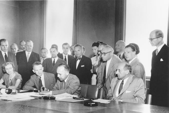 Switzerland. Signature of the 1951 Refugee Convention in Geneva
