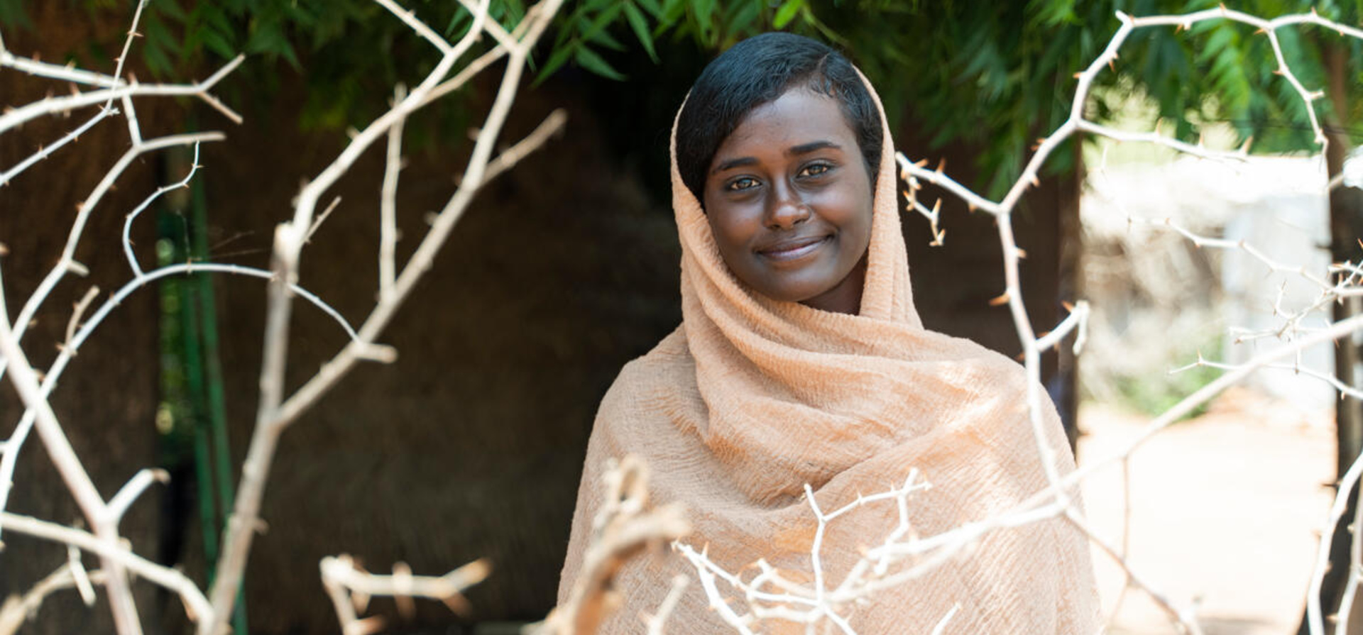 Sudan. Student uprooted by conflict in Khartoum shelters at refugee camp