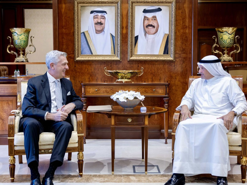 UN High Commissioner for Refugees, Filippo Grandi and Kuwait Foreign Minister, Sheikh Salem Abdullah Al-Jaber Al-Sabah