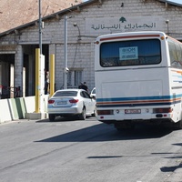 UNHCR and IOM convoy crossing the Lebanese-Syrian borders at Masnaa, Bekaa
