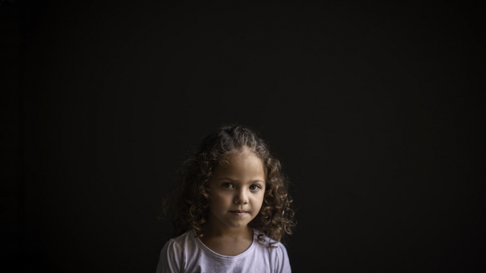 Four-year-old Syrian refugee Manar is photographed at her home in Beirut, Lebanon. © UNHCR/Diego Ibarra Sánchez