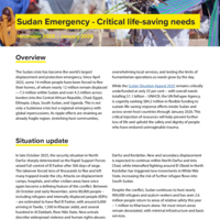 Sudan Emergency: Critical life-saving needs summary [November 2025 – January 2026]