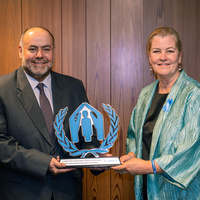 على هامش جلسة مراجعة التقدم المحرز في المنتدى العالمي للاجئين المنعقدة في جنيف.