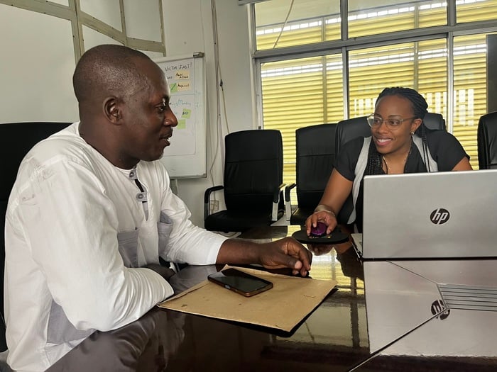 Two people in an office