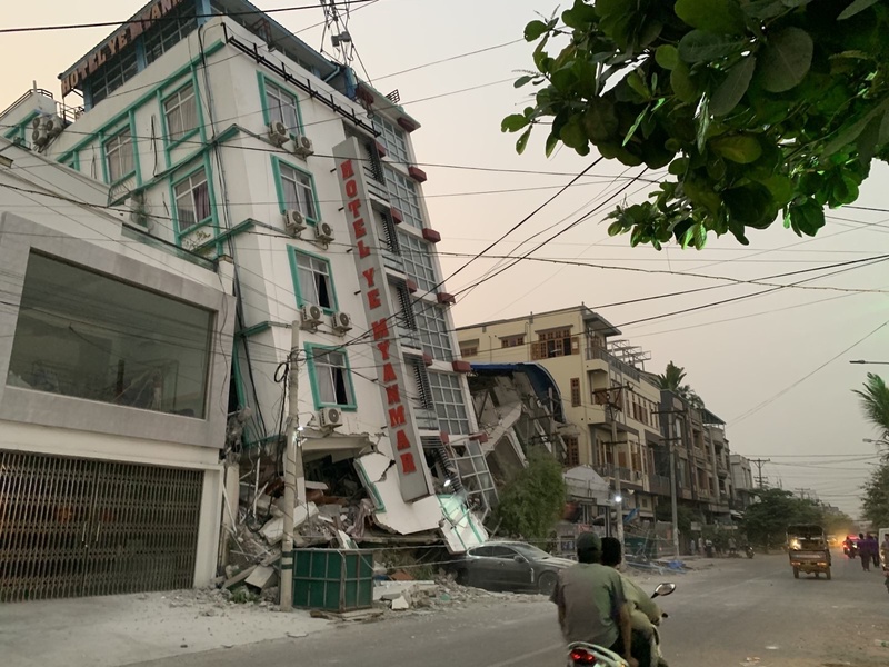 Collapsed buildings due to the earthquake