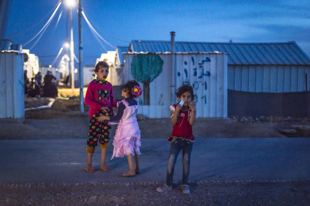 Jordan. Azraq Refugee Camp's new life after dark