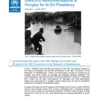 UNHCR's Recommendations to Hungary for its EU Presidency, January-June 2011