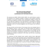Joint United Nations Submission on the Future European Union Comprehensive Anti-Trafficking Strategy