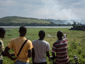 Democratic Republic of Congo. Spontaneous Central African  settlements pop up along Ubangi river