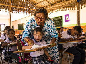 Colombia. At school with Colombian and Venezuelan refugee students