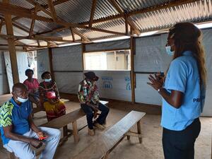 Angola. Refugee health worker provides awareness session on covid-19 vaccine