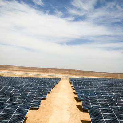 Jordan. The solar power plant in Azraq refugee camp