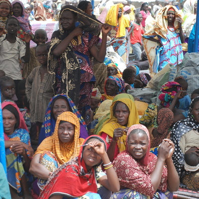 Nigerian refugees returning from Cameroon, waiting for registration in Banki IDP camp, Nigeria