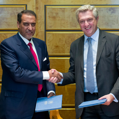 Switzerland. UNHCR and Qatar Charity formalize cooperation agreement to support of global refugee programmes