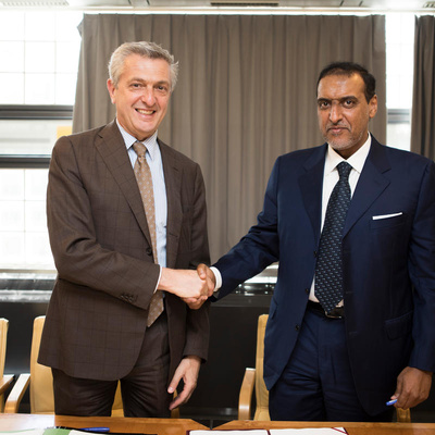 Switzerland. UNHCR signs agreement with Qatar Charity.