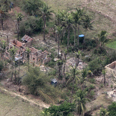 Myanmar. Aerial view shows burned down villages once inhabited by the Rohingya