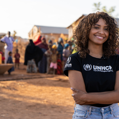 UNHCR High-Profile Supporter Kat Graham visits refugees in Melkadida camp, Ethiopia 
