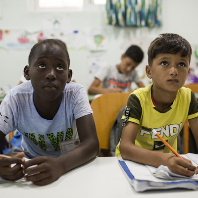 Greece. Refugee children in Kos waiting for a chance to attend school
