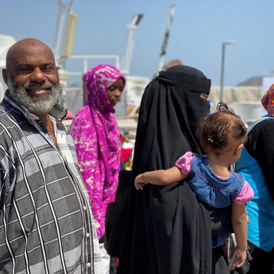 Yemen. Suliman, 67, a refugee from Somalia return home from Yemen