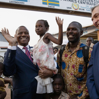 Central African Republic. The UN High Commissioner for Refugees smiles as returnees arrive in the Central African Republic