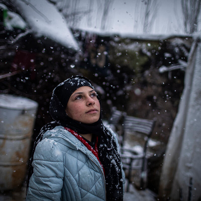 Lebanon. Refugees caught in heavy snow as winter storm JOYCE  hits Lebanon