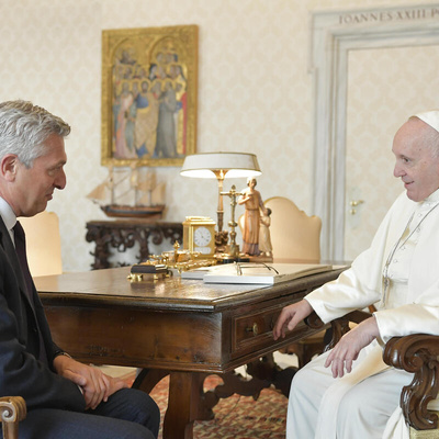 Italy. UN High Commissioner for Refugees Filippo Grandi meets with Pope Francis
