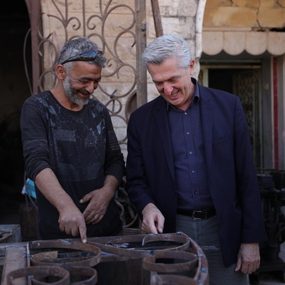 Syria. High Commissioner Filippo Grandi visits Talibiseh city, northern Homs