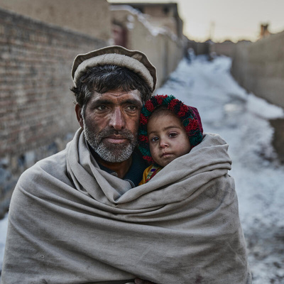 Afghanistan. Displaced families cope with winter cold and food shortages Kabul.