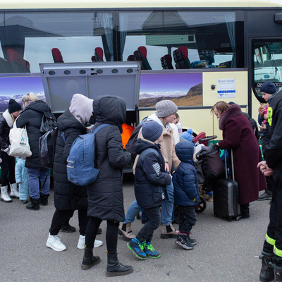 Poland. UNHCR Staff meets refugees from Ukraine crossing into Poland at Medyka border crossing