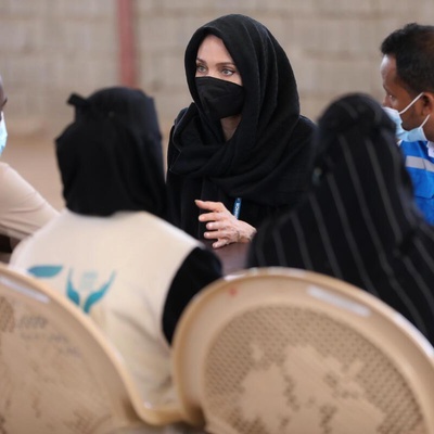 Yemen. UNHCR Special Envoy, Angelina Jolie visits Somali refugees who fled the war and found safety in Yemen