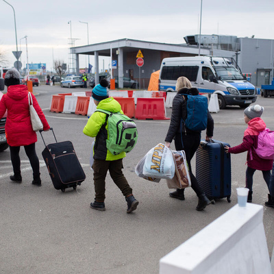 Poland. UNHCR Staff meets refugees from Ukraine crossing into Poland at Medyka border crossing