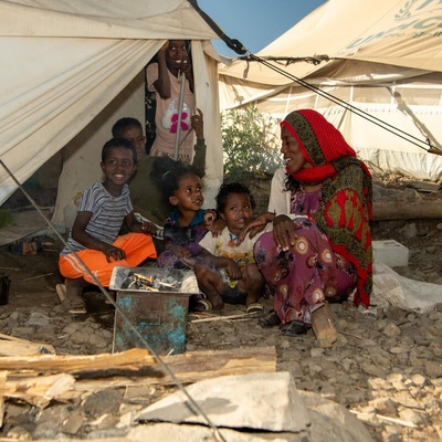 Ethiopia. UN High Commissioner for Refugees, Filippo Grandi, visits Eritrean refugees displaced by war in the Tigray region