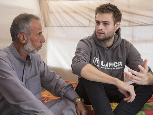  Iraq. UNHCR High Profile Supporter Douglas Booth visits refugees and IDPs
