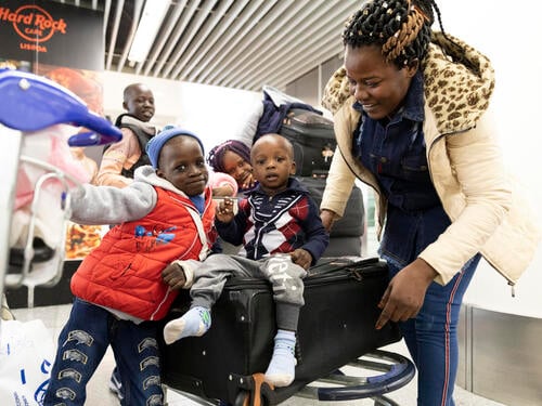 Portugal. Resettled refugees arrive in Lisbon