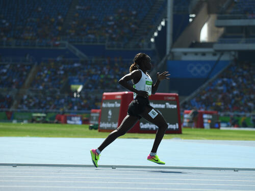 UNHCR, the UN Refugee Agency - South Sudanese refugee, Rose Nathike Lokonyen, runs the 800-metres for the Refugee Olympic Team in the Maracanã stadium in Rio, Brazil (2016).  