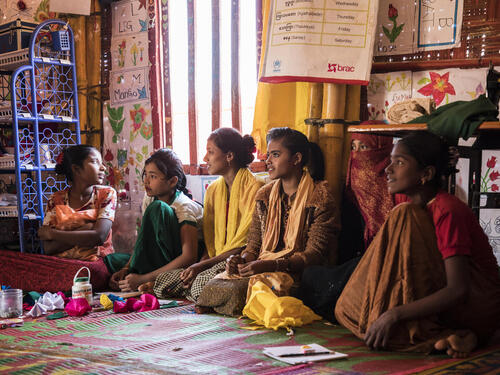 Bangladesh. Rohingya girls attend a youth club in Kutupalong refugee camp