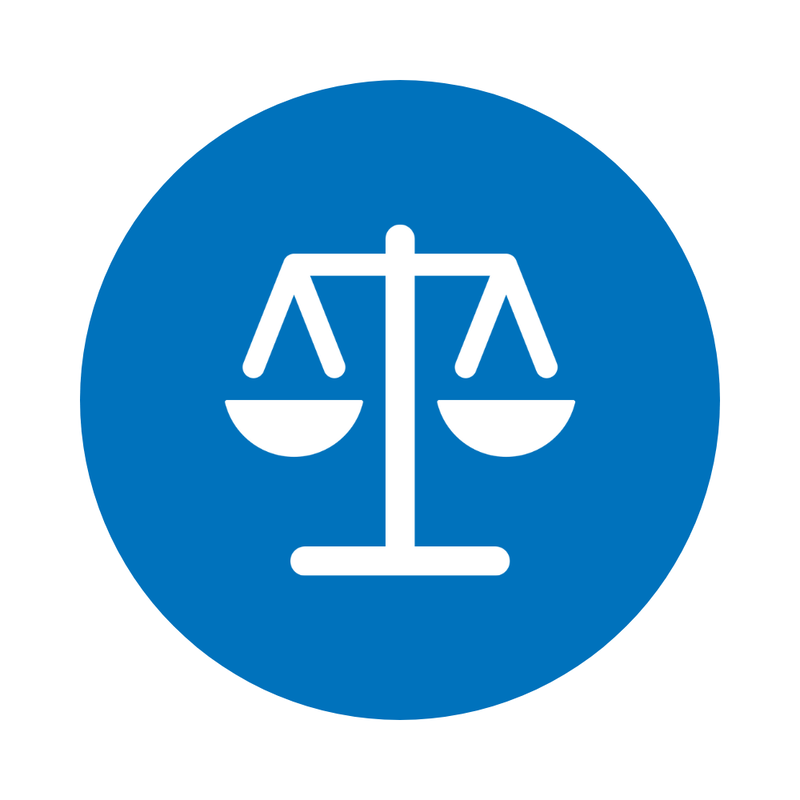 An icon of a set of scales to represent justice 