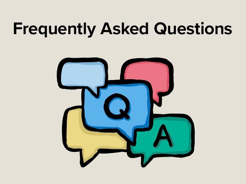 An illustration with text saying: Frequently Asked Questions