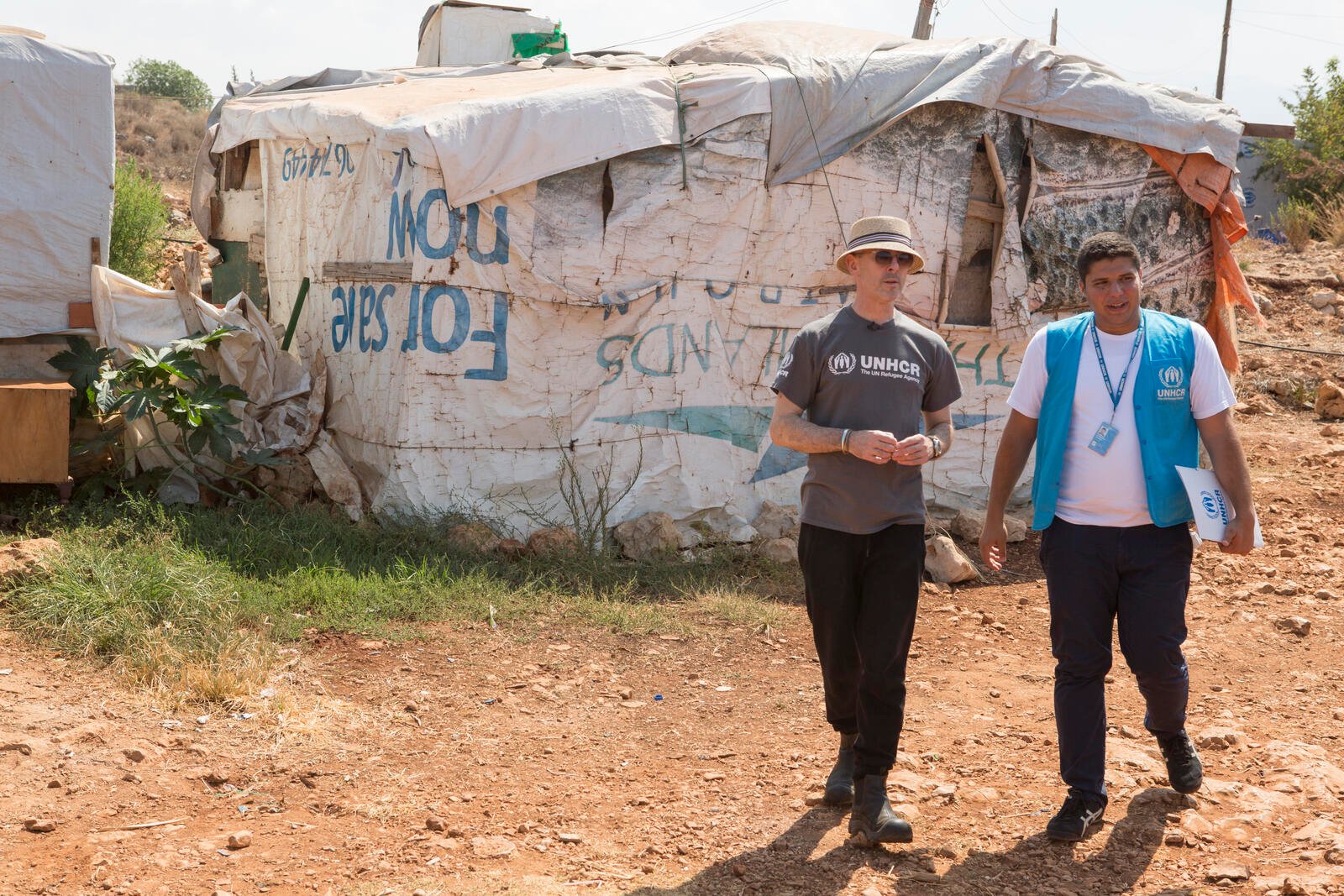 Lebanon. UNHCR High Profile Supporter Alan Cumming in Rass Maska informal settlement