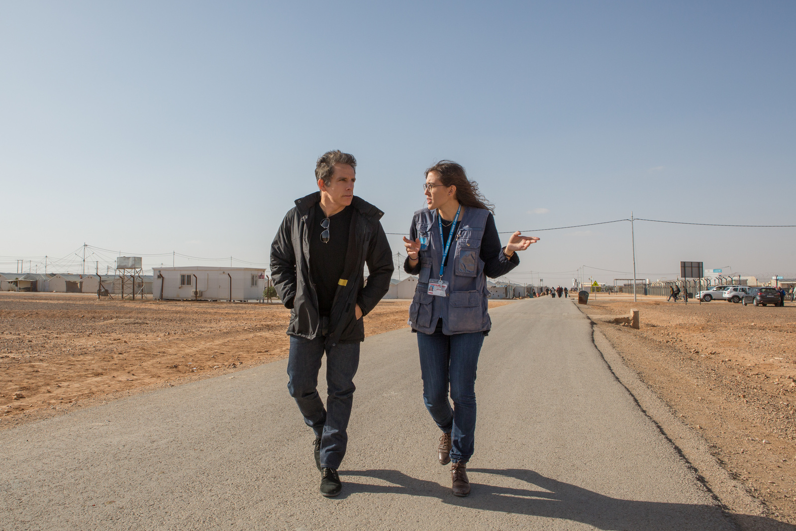 Jordan. UNHCR High Profile Supporter Ben Stiller visits refugees.
