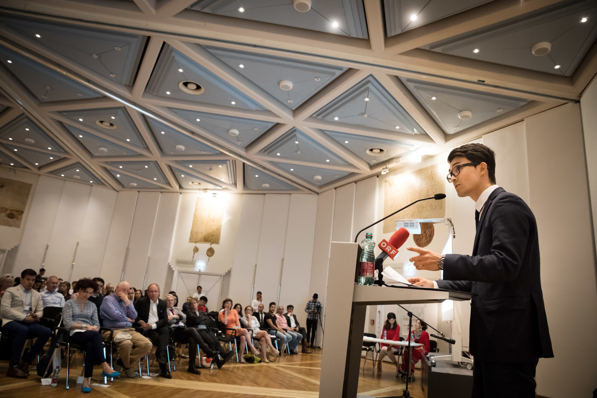 Austria. Mojtaba Tavakoli a former refugee from Afghanistan completing his BSc in molecular biology at the Medical University of Vienna