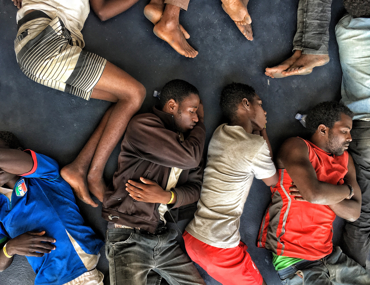 Mediterranean Sea. Italian Coast Guard rescue operation off the coasts of Libya