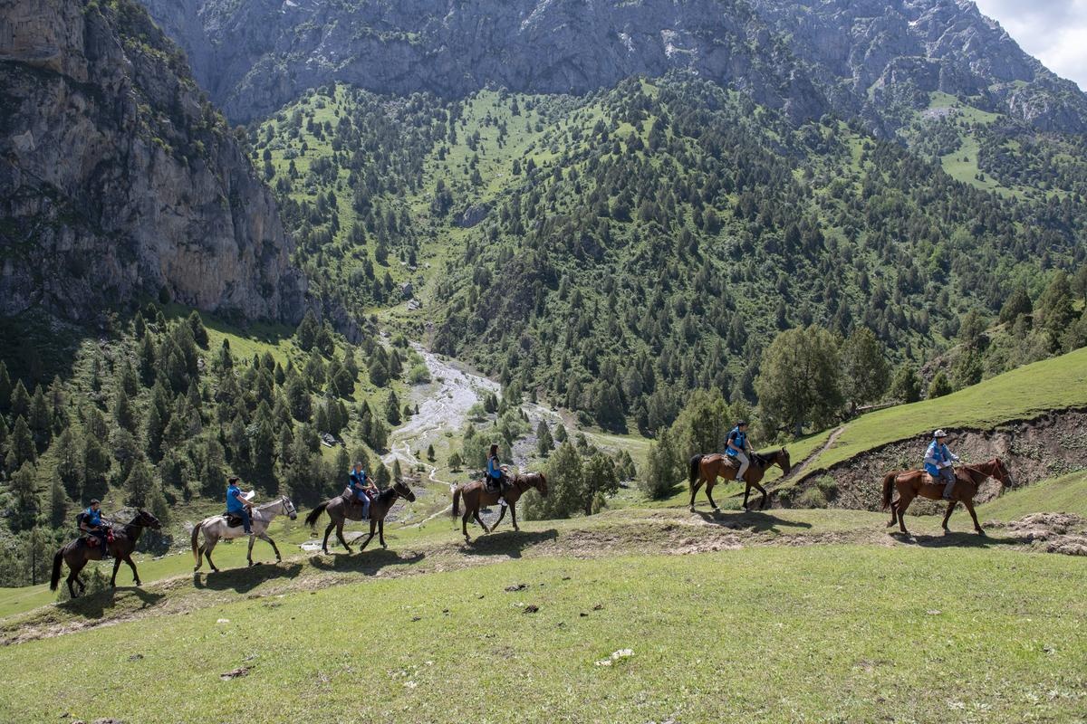 Kyrgyzstan. Multifunctional team visiting remote mountain area