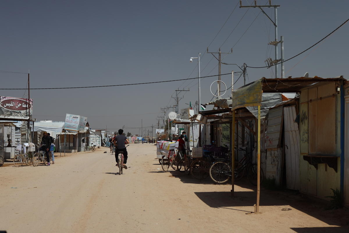 Jordan. Social distancing measures at Za'atari camp to combat COVID-19