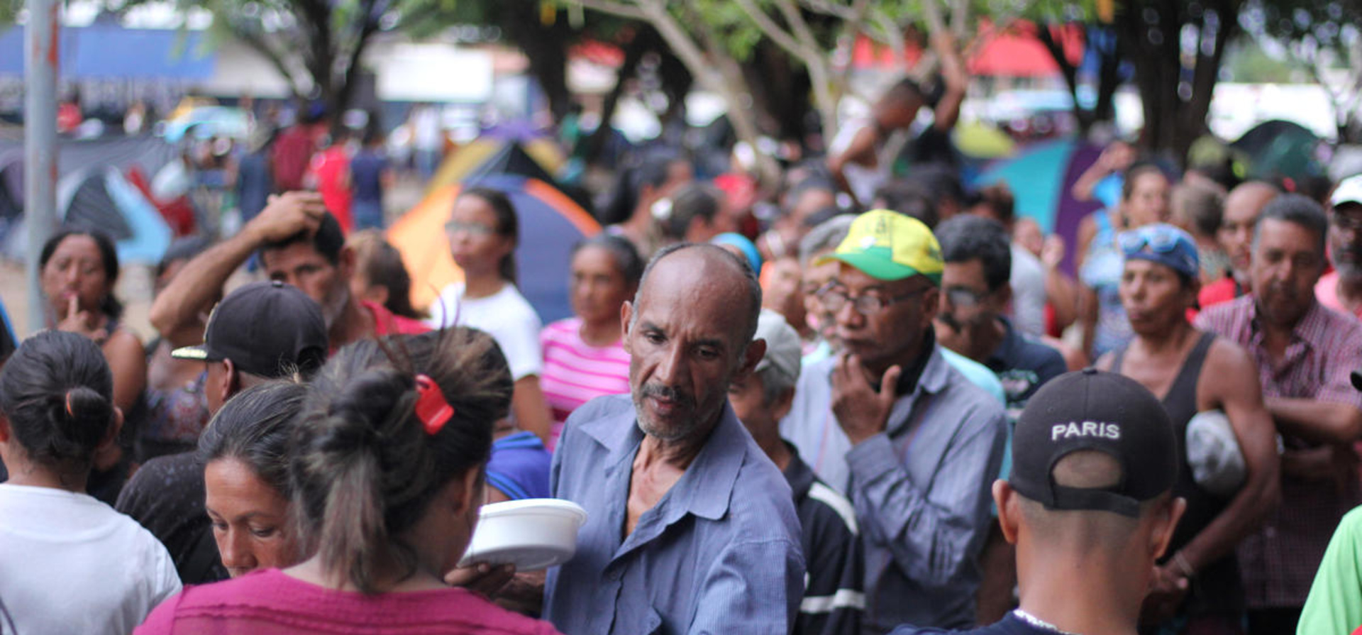 Brazil. Venezuelans living at Simon Bolivar Square in Boa Vista, Roraima