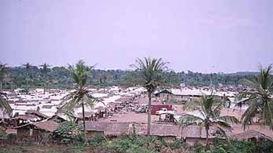 The 'Voice of America' camp outside Monrovia, where refugees from Sierra Leone are sheltered.